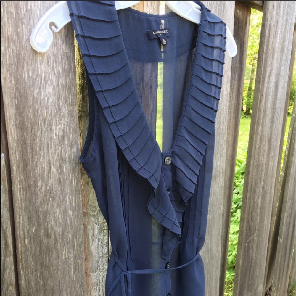 Banana Republic Navy Sheer Blouse